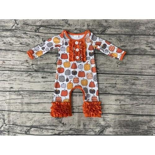 Halloween Outfits Infant Romper Jumpsuit Newborn Baby Little Girls Lovely Pumpkin Long Sleeve Outfits Spring Autumn Clothes