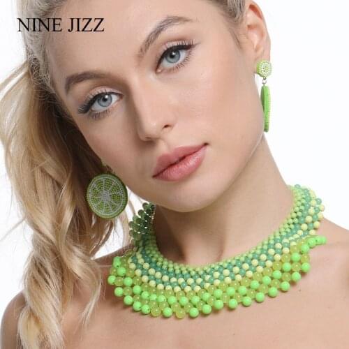 NINEJIZZ Bohemian Choker Necklaces Set For Women Jewelry Handwoven Collier Long Tassel Beads Choker Statement Pendants Gift
