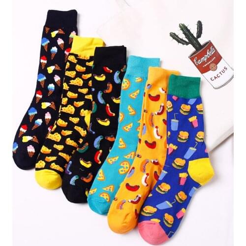 Womens Printing Socks Cartoon Excellent Quality Food Hamburger Ice Cream Funny Personality Cute Hip-hop Street Clothing Fashion