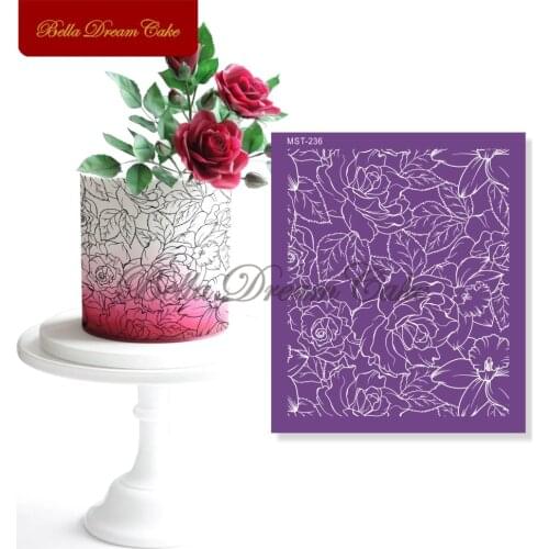 New Rose Flower Lace Cake Stencil DIY Wedding Cake Mould Fabric Mesh Stencils Template Cake Decorating Tools Baking Accessories