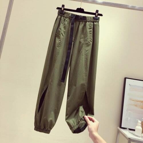 Spring And Summer New High-Waist Slim Overalls WomenS Loose-Fitting Harem Pants Nine-Point Casual Pants Trousers Trend