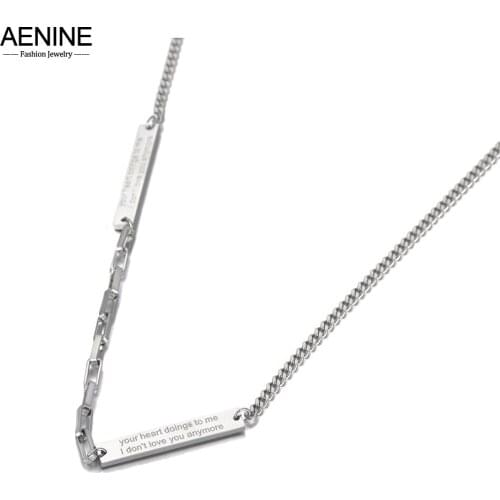 AENINE Neo-Gothic Punk Style Charm Pendant Necklaces For Women Girls Fashion Stainless Steel Link Chain Necklace AN20175