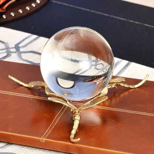 Luxury Gold Metal Clear Crystal Ball Ornaments Living Room Tabletop Wedding Decoration Home Accessories Decoration