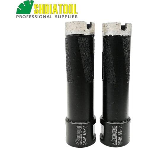 SHDIATOOL 2pcs Dia 25mm 5/8-11 Thread Laser Welded Diamond Dry Drilling Core Bits With Side Protection Hole Saw Stone Drill Bits