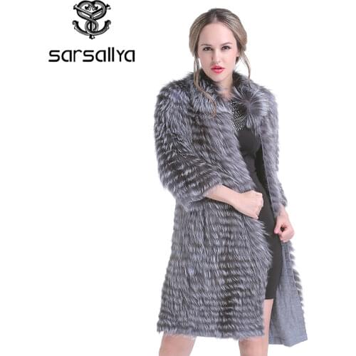 Fox Fur Coats Women Silver Fox Natural Fur Coats Female Autumn Knitted Long Genuine Fur Jackets Ladies Fashion Luxury 2020 New