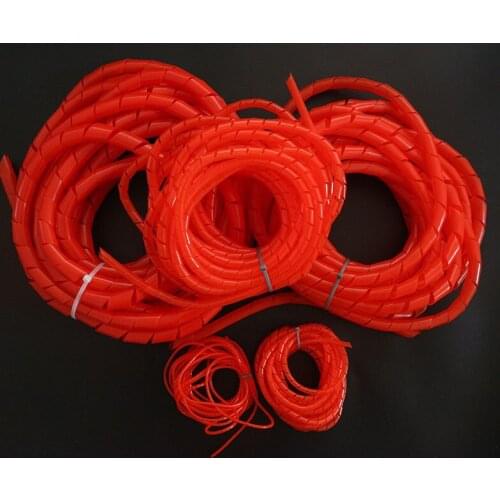 3/6/8/10/12mm 10m/lot Spiral wrapping band Cable Sleeves bands Cable casing Winding pipe Flame retardant red colorful