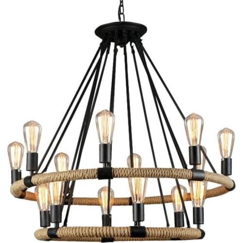 LED Light Vintage Hemp Rope Pendant Lights Lamp Loft Creative Personality Industrial Luster American Style Living Bedroom Room