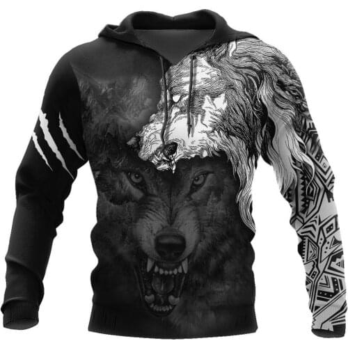 Wolf Viking Tattoo 3D Full Print Hoodie Man Women Harajuku Outwear Zipper Pullover Sweatshirt Casual Unisex Zip Jacket Tracksuit