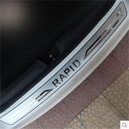FOR Skoda Rapid 2012 2013 2014 2015 REAR BUMPER PROTECTOR STEP PANEL BOOT COVER SILL PLATE TRUNK TRIM Car-Styling ACCESSORIES