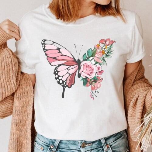 Women Graphic Butterfly 90s Trend Cute Top Print Clothing 90s T Shirt Female Tee Ladies Fashion Short Sleeve Cartoon T-shirt