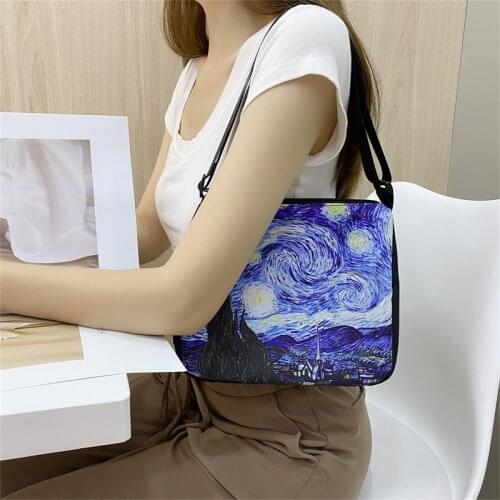 Van Gogh Starry Night Handle Bag Retro Women Shoulder Bags Ladies Handbags Leisure Underarm Totes Bags Female Clutch