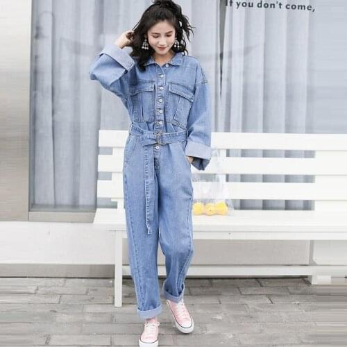 Womens clothing denim fabric women Jumpsuits Playsuits womens Bodysuits korean style fashion spring/autumn women sets