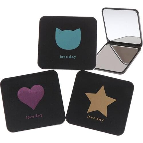 Women Foldable Cosmetic Hand Folding Portable Compact Pocket Mirror Random Color Makeup Mirrors Double-sided Mirror Lady 1PCS