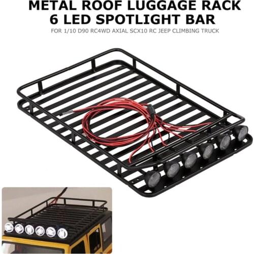 1/10 RC Crawler Metal Roof Rack Luggage Rack with Lights for Traxxas TRX4 Axial SCX10 Wraith D90 D110 TAMIYA CC01 Upgrade Parts