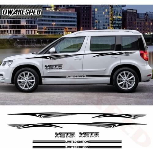1 set Car Body Whole Sticker For-Skoda Yeti Auto Door Side Skirt Stripes Car Waist lines Vinyl Decals Exterior Accessories