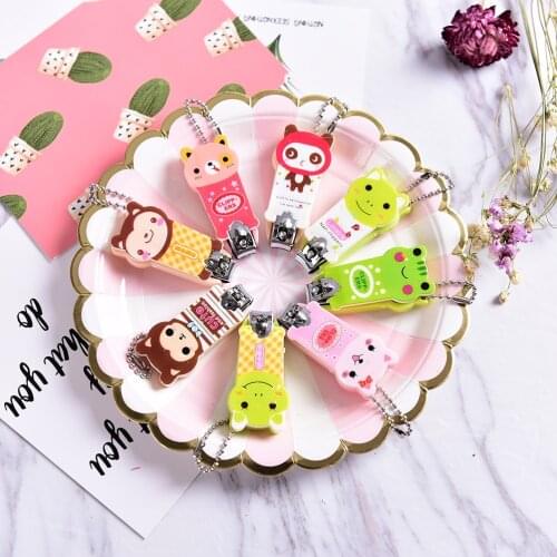 1Pc Nail Clipper Mini Cute Baby Nail Clipper Cartoon Finger Trimmer Scissors Nail Cutter with Keychain Random Color