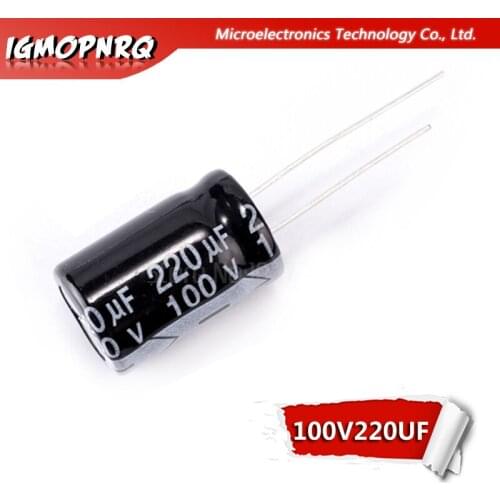 10PCS 100V220UF 13X21mm 220UF 100V 13X21mm Aluminum Electrolytic Capacitors DIP