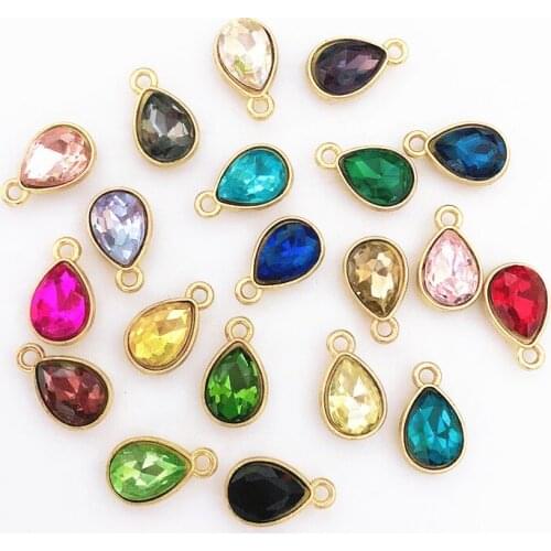 10pcs gold waterdrop Charm Crystal Pendant beaded Jewelry Findings