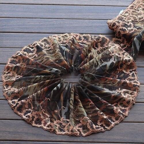 2 Yards Lace Trim Floral Embroidered Leopard Printed Tulle Lace 7.48 Inches Wide High Quality