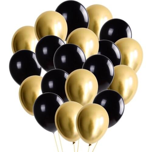 20pcs/lot Metallic Chrome Balloons Set 12 inch Mix Black Gold Pearly Latex Birthday Party Balloons Wedding Decorations JL0054