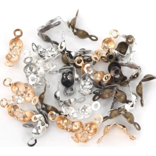 200pcs Connector Clasp Fitting 4*7mm Ball Chain Calotte End Crimps Beads Connector Components For DIY Jewelry Making Supplie