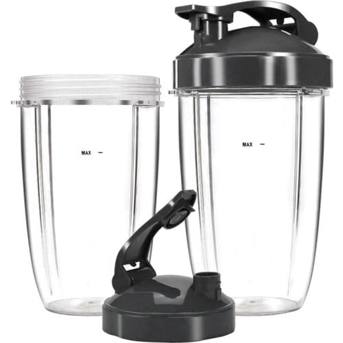 24Oz Blender Replacement Cup with 2 Flip Top to Go Lids Compatible for Nutribullet 600W/900W, NB-101S, NB-101B Series