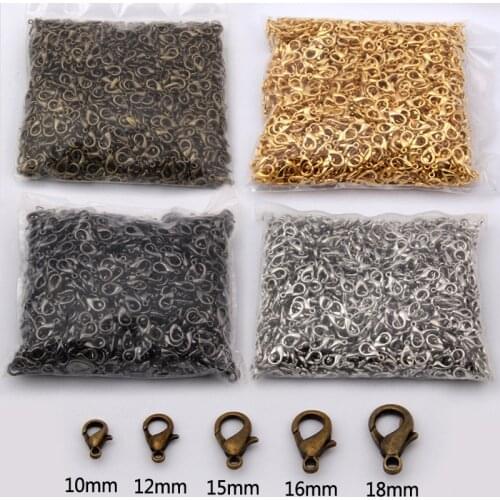 300pcs/lot 10MM Jewelry Findings Bronze/gold/rose Gold/black/rhodium/silver color Lobster Clasp Hooks for Necklace Chain