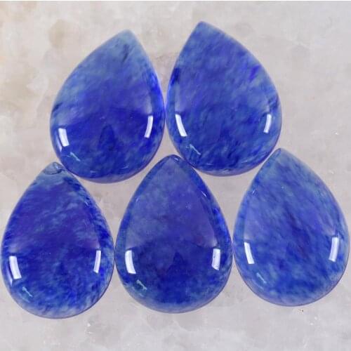5Pcs 25MM CAB Cabochon Natural Stone Blue Aventurine Water Drop Bead For Jewelry Making Women Men Ring Cabochon No Hole Bead