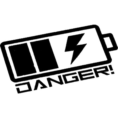 2psc Car Styling Vinyl Warning Battery DANGER Auto Oil Tank Body Window Tail Sticker Decals Width 12.5cm