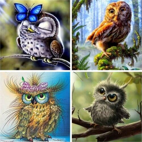 AZQSD Diamond Embroidery Animal Full Kits DIY Handicraft 5D Diamond Painting Owl Picture Rhinestones Full Square Handmade Gift