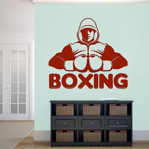 Boxing Vinyl Wall Decal Boxer Gym Fighting Club Fighter Decor Stickers Mural Wall Decor Mural Vinyl Sport Wallpaper WZ31