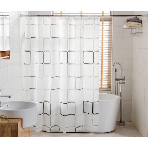 PEVA Big Plaid Design Waterproof Shower Curtain With Hooks For The Bathroom High Quality Bath Bathing Sheer For Home Decoration