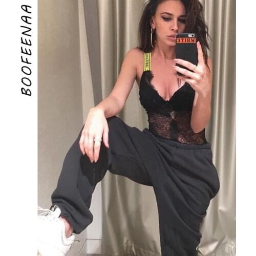 BOOFEENAA High Waist Harem Pants Women Streetwear Knit Fleece Sweatpants Joggers Winter High Quality Casual Trousers C67-AE42