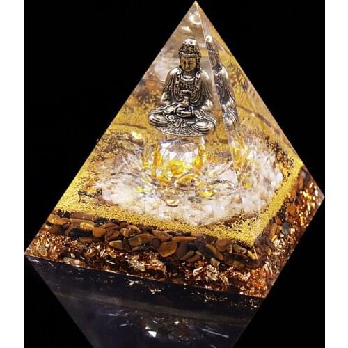 Buddha Orgonite Pyramid Yellow Lotus Yoga Meditation Healing Decoration Jewelry Feng Shui Goods Of Furniture Orgonite