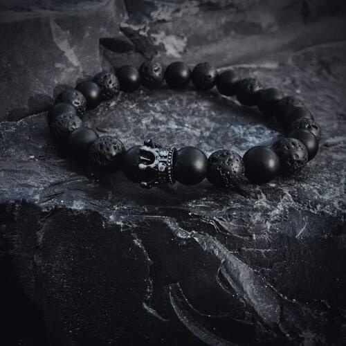 Natural Lava Stone Beads Crown Bracelet Charm Bracelets For Women Men Jewellery Friends Special Gift 2019 Armband New Bracelete