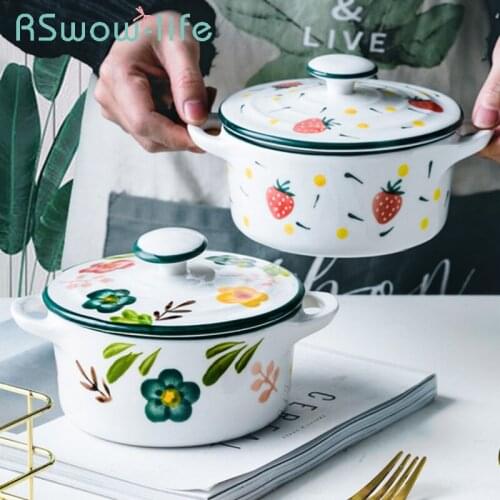 Household Ceramic Bowl Binaural Soup Bowl Salad Bowl Large Creative Salad Bowl Sauce Bowl For Kitchen Utensils