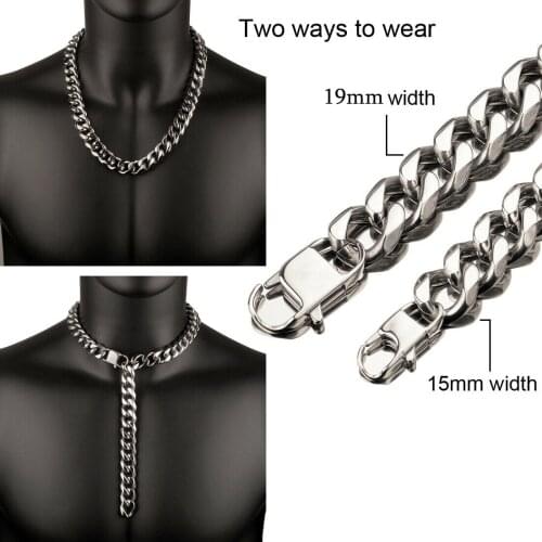 15/19MM Xxxtentacion Choker Tail Hip Hop Rapper Stainless Steel Necklace Curb Cuban Link Chain Necklaces Fashion Chain Jewelry