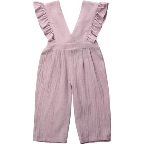 Citgeett Summer Solid 1-6Years Toddler Kid Baby Girls Frills Romper Jumpsuit Playsuit Outfit Purple Clothing