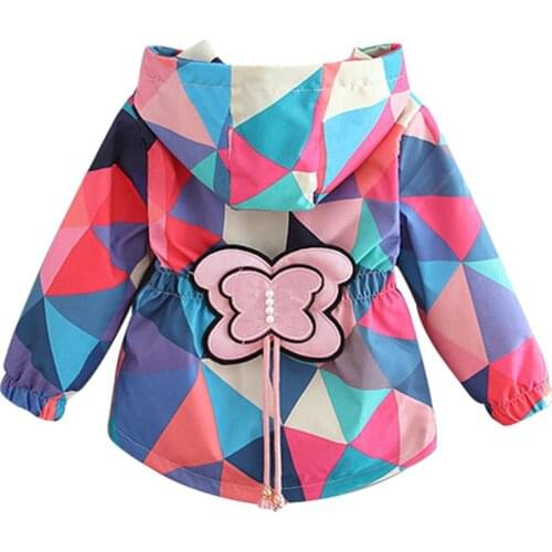 Baby Girl Jacket 2021 Children Spring and Autumn Hooded Jacket Children Windbreaker kid Bowknot Color Matching Jackets for 0-6 Y