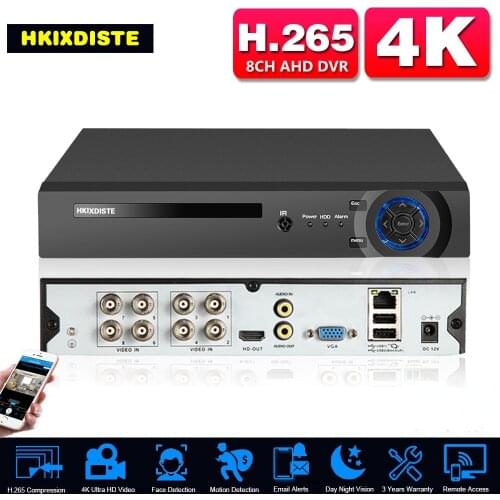 H.265 8MP 8CH CCTV DVR Recorder 4K 8 Channle 6 in 1 Hybrid AHD DVR NVR Security System XMEYE Digital Surveillance Video Recorder