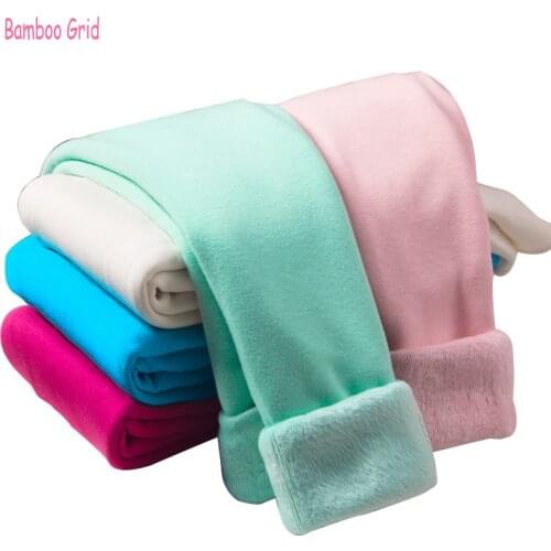 Autumn & Winter New Girls Pants Cotton Plus Velvet Warm Soft Candy Colors Girls Leggings 2-8 Years Childrens Pants