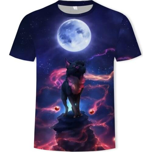 Summer animal 3D Print Mens T-shirt Casual Wolf Streetwear O-Neck Short Sleeve Tees Tops Funny Animal Male Clothes Tshirt