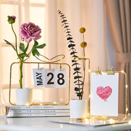 Nordic Style Rose Golden Metal Art Wire Vases For Flowerpot Wedding Home Decoration Accessories For Living Room Flower Vase