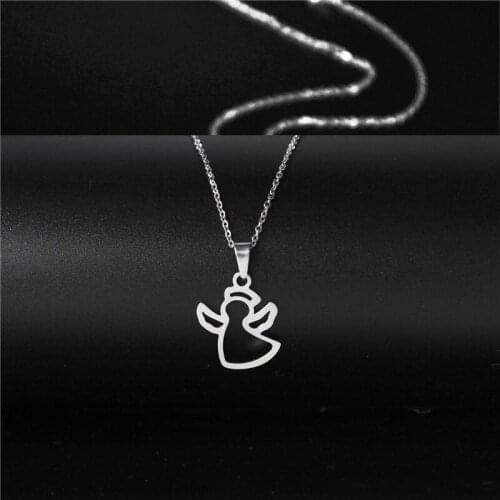 Stainless Steel Minimalist Jewelry Angle Pendant Necklace Childlike Cute Little Angel Pendant Choker Wholesale