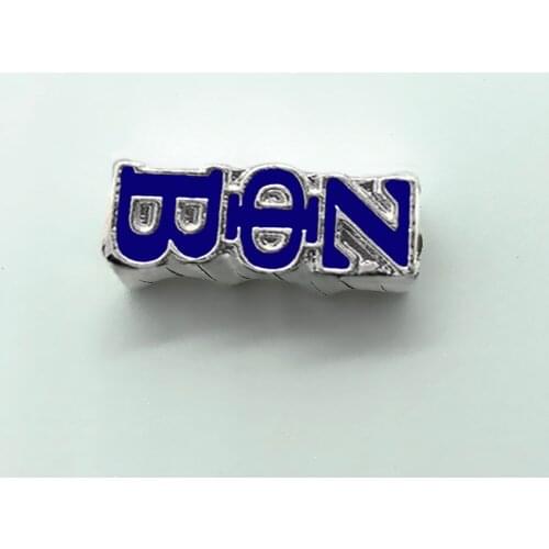 Fashion enamel color metal ZETA PHI BETA letter label big hole beads charm Greek society sorority jewelry accessories