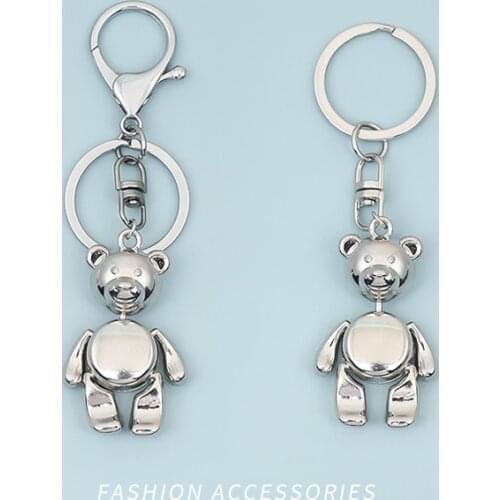 Cartoon Metal Bear Keychain Cute Animal Keyring Charm Bag Airpods Pendant Fashion Car Key Chains Kawaii Trinket Couple Gift