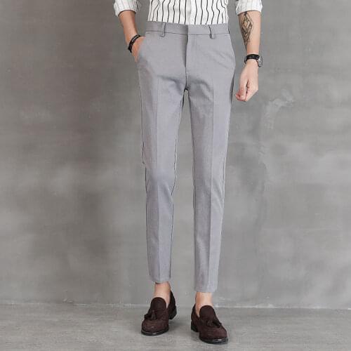 Men Pants Casual Black Work Pants Business Ankle length Trousers No Iron Summer High quality