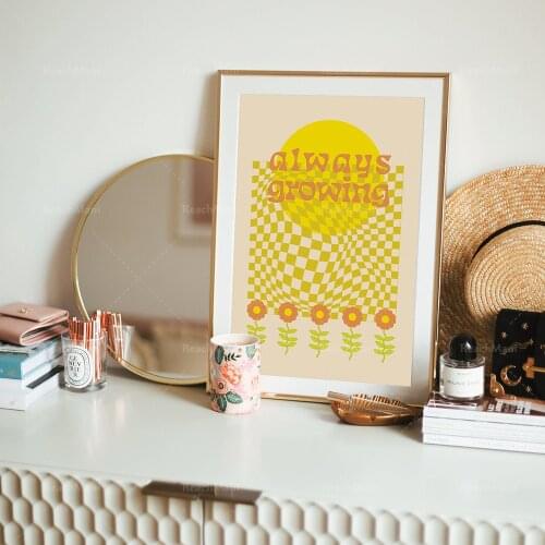 Growing printing wall art, plant lovers, retro flower art print, flower power decoration wall room poster