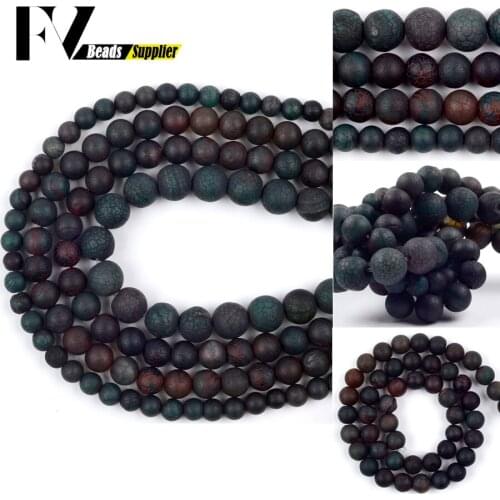 Natural Stone Dark Green Old Cracked Agates Round Beads For Jewelry Making 6/8/10mm Loose Spacer Beads Diy Bracelet 15” strand