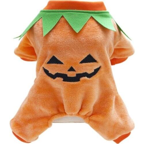 Pet Dog Puppy Clothes Halloween Pumpkin Costume Warm Sweater Shirt Dog Autumn Winter Fleece Dog Coat Doggy Jumpsuit Apparels